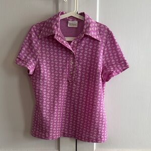 Vintage 60s Pink Strawberry Patterned Collared Shirt